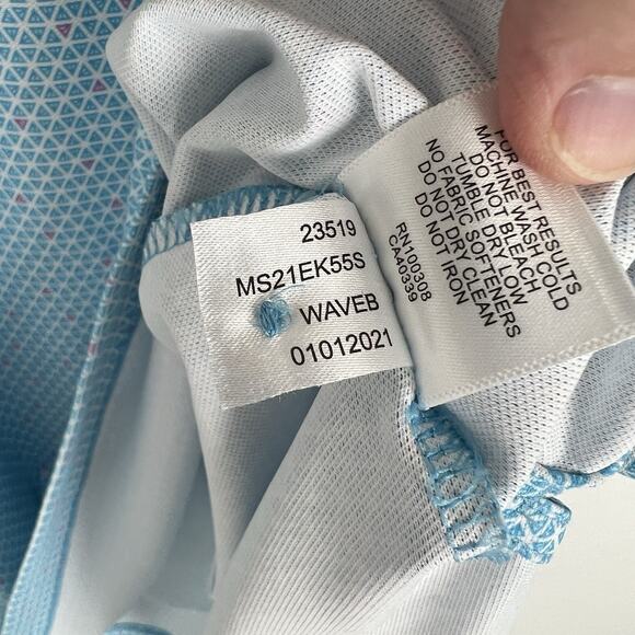 Peter Millar Summer Comfort Golf Polo Shirt 2XL Blue Geometric Preppy Active - Picture 6 of 9